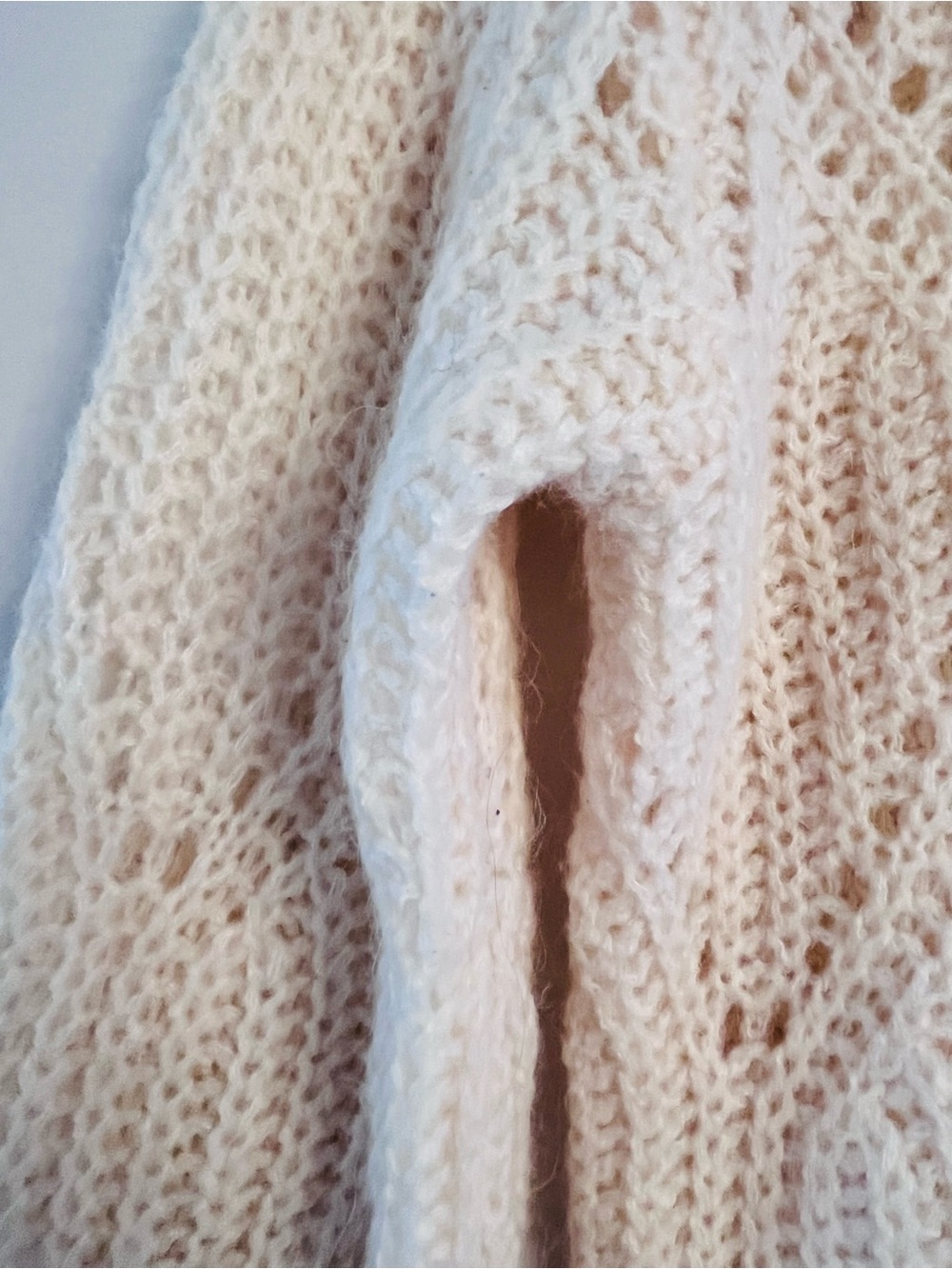 Abercrombie & Fitch Cream Pointelle Open Knit Sweater S Boho Coquette - Picture 3 of 9